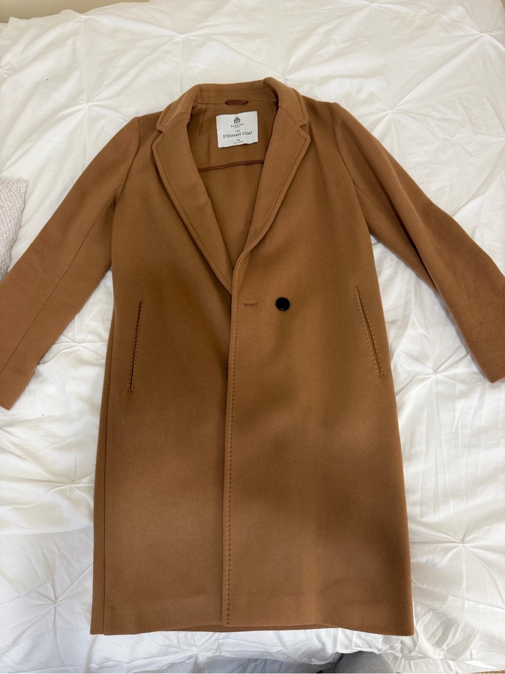 Wool Blend Long Coat - Tan